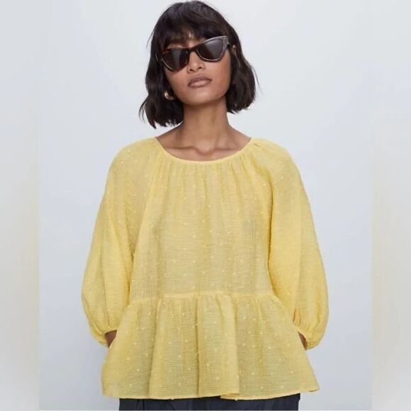 ZARA SWISS DOT BLOUSE - Picture 3 of 8